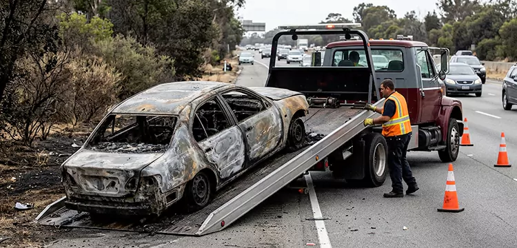 Fire-Damaged Wrecked Car Removal in Detroit